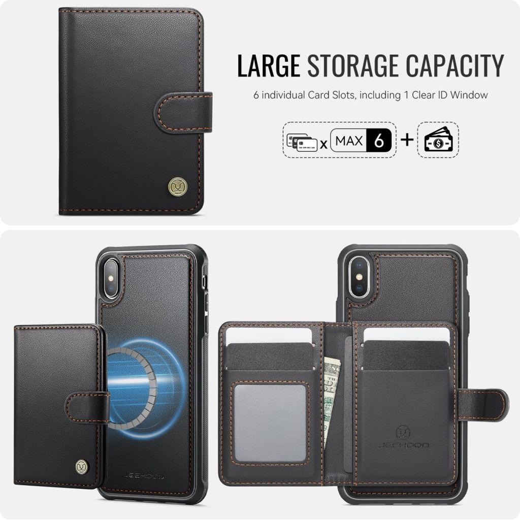 JEEHOOD iPhone XS Max Pungcover Kortholder RFID MagSafe – Sort