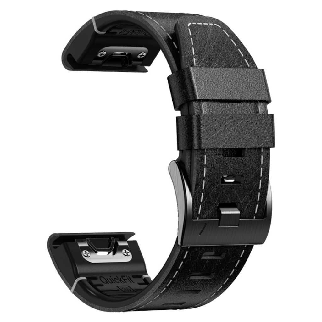 Garmin Fenix 7 etc. Klockarmband i PU-läder - Svart
