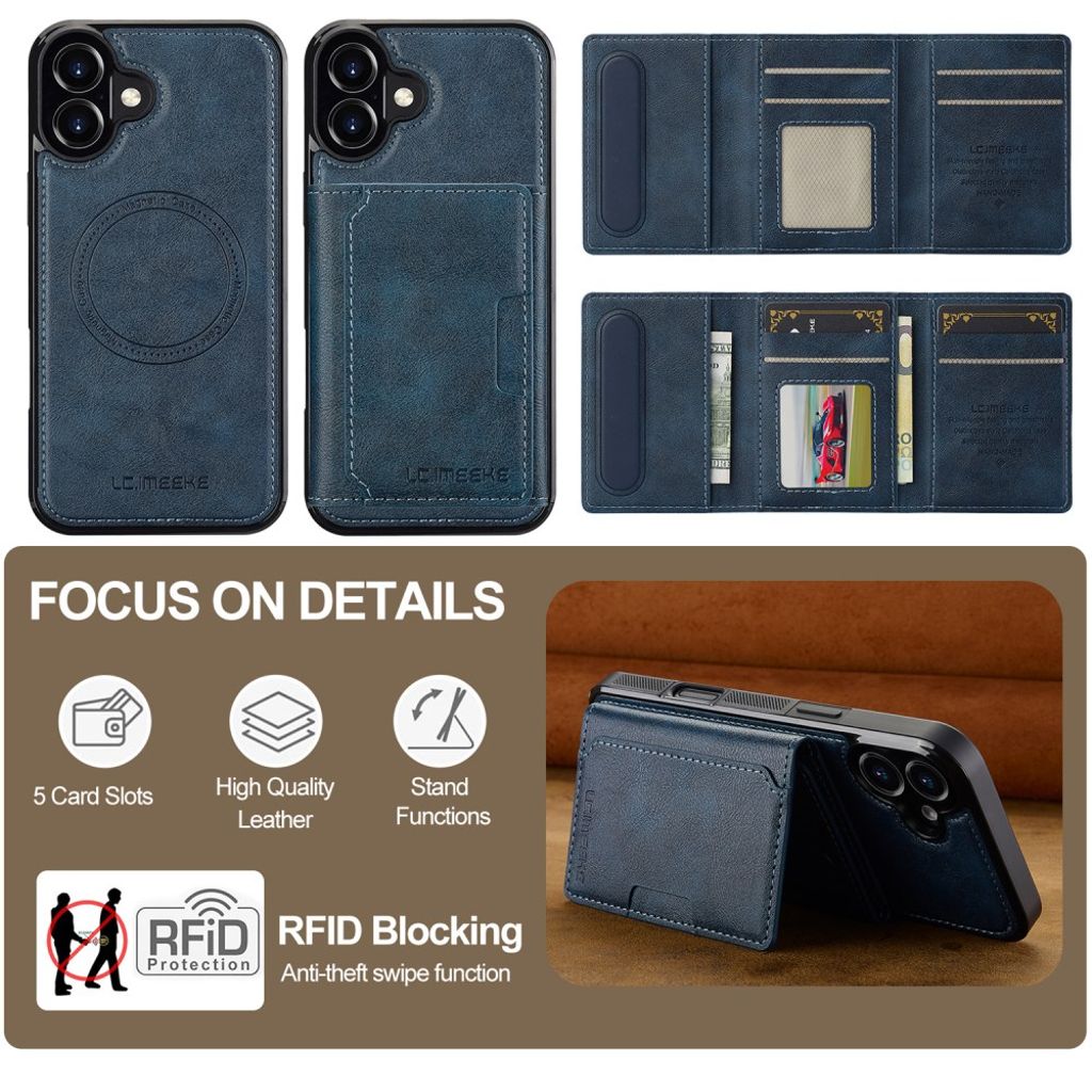 LC.IMEEKE iPhone 17 MagSafe case with wallet - Blue