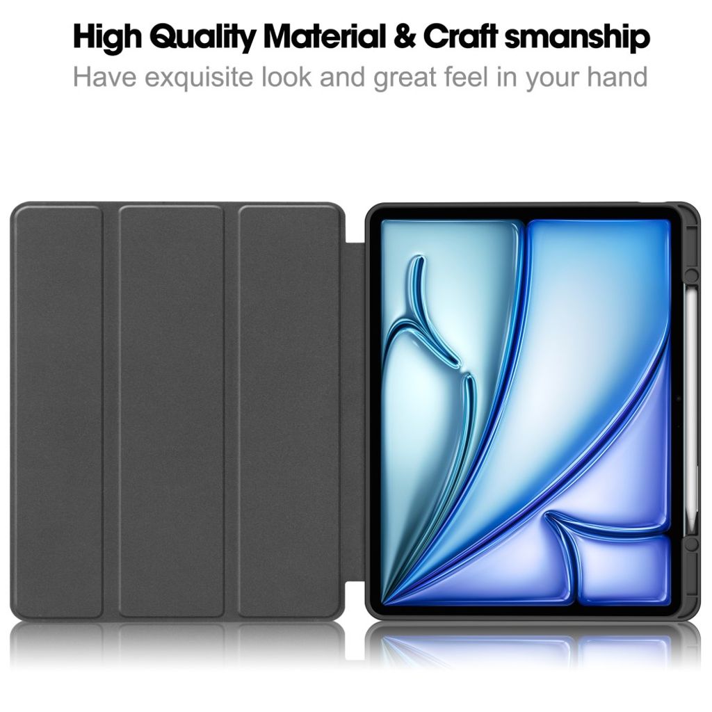 iPad Air 13" 2026/2025/2026 Tri-fold flip cover med holder til styluspen - Blå