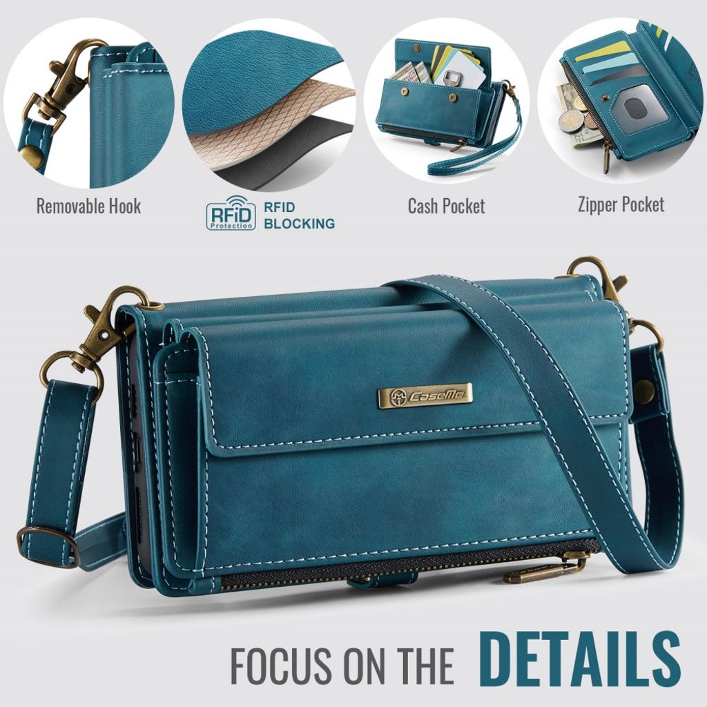 CASEME iPhone XR Plånboksfodral RFID-blockerande Stativ med Rem – Grön