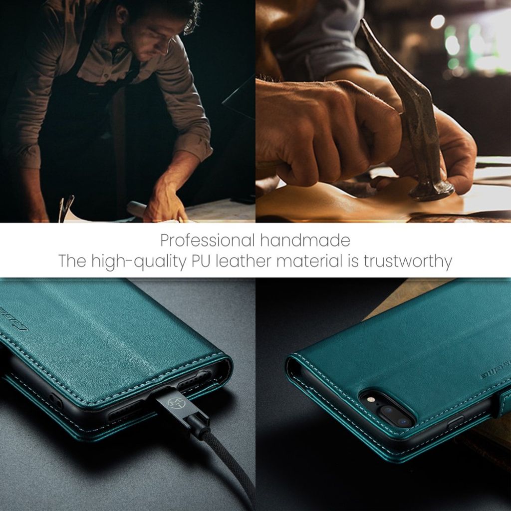 CASEME iPhone 6 Plus/6s Plus/7 Plus/8 Plus Kotelo Korttipaikka - Vihreä