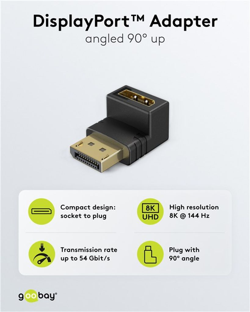 Goobay DisplayPort 90° opadvinklet adapter