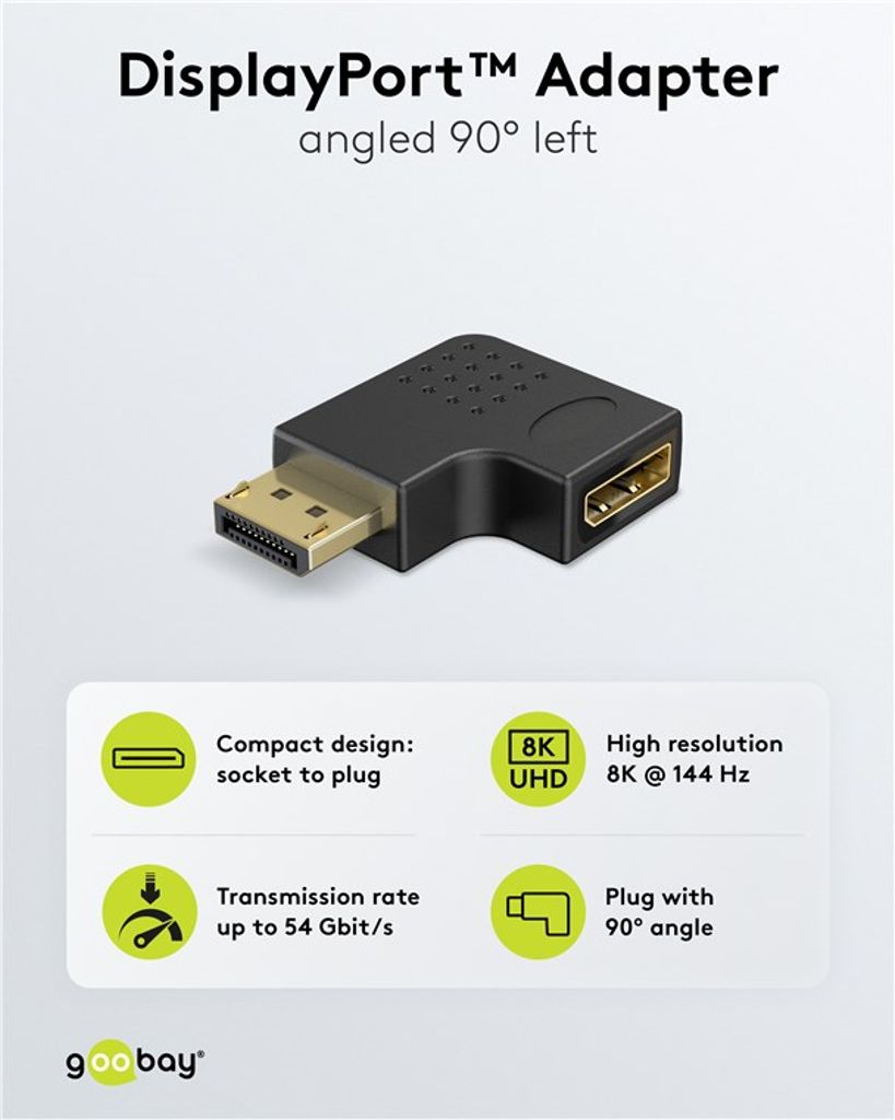 Goobay DisplayPort 90° venstrevinklet adapter