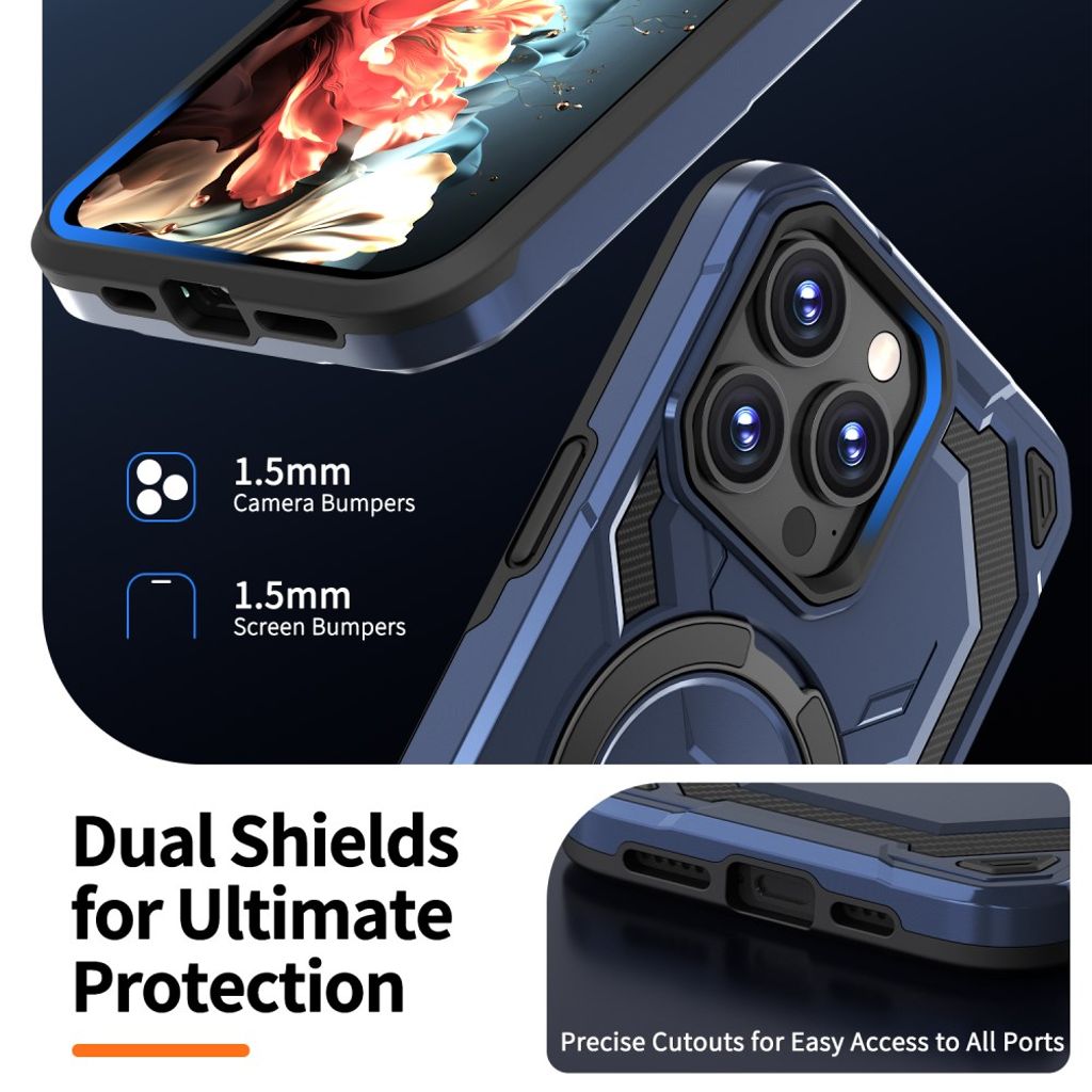 iPhone 15 Pro Max Kuori Sormuksenpidike - Sininen