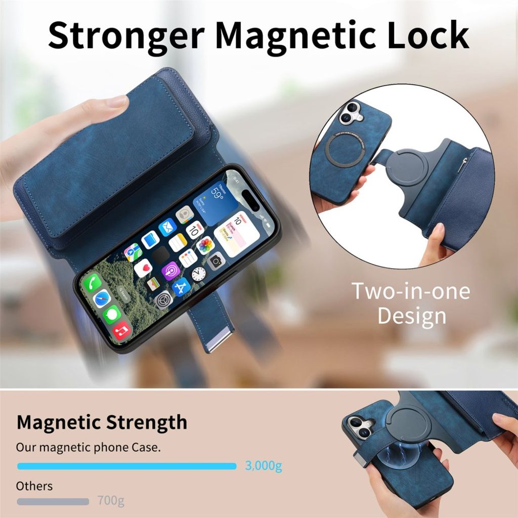 CASENEO iPhone 16 Plus Cover with Stand - Dark blue