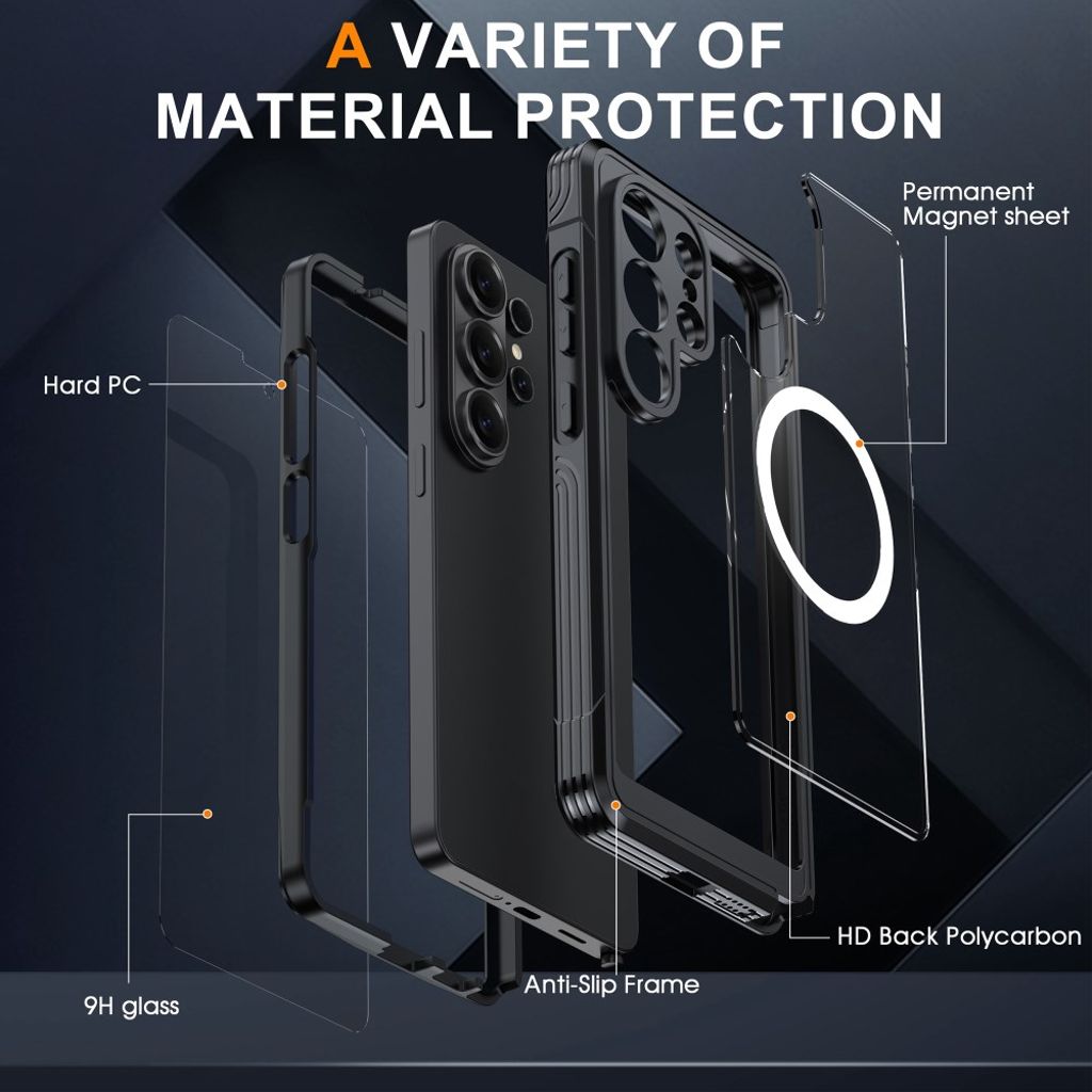 Samsung Galaxy S26 Ultra MagSafe -kuori näytönsuojalla - musta