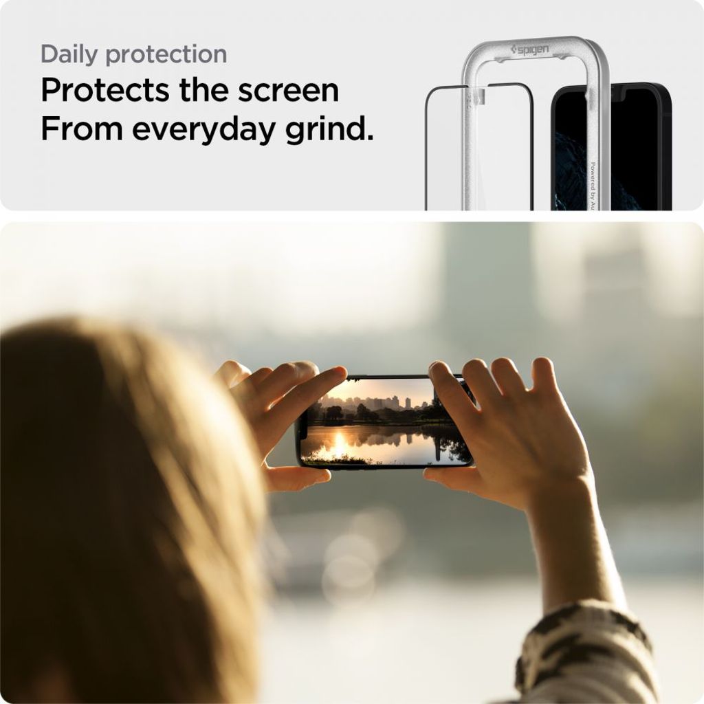 Spigen ALM Glass FC Tempered Glass 2-pack Skjermbeskytter til iPhone 13/13 Pro/14/16e