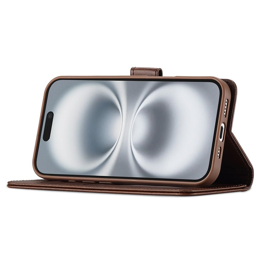LC.IMEEKE iPhone 17 Wallet Cover with Stand - Brown