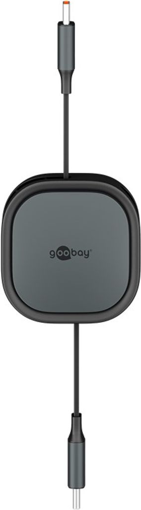 Goobay Sisäänvedettävä USB-C-kaapeli 1m - Musta/Hopea