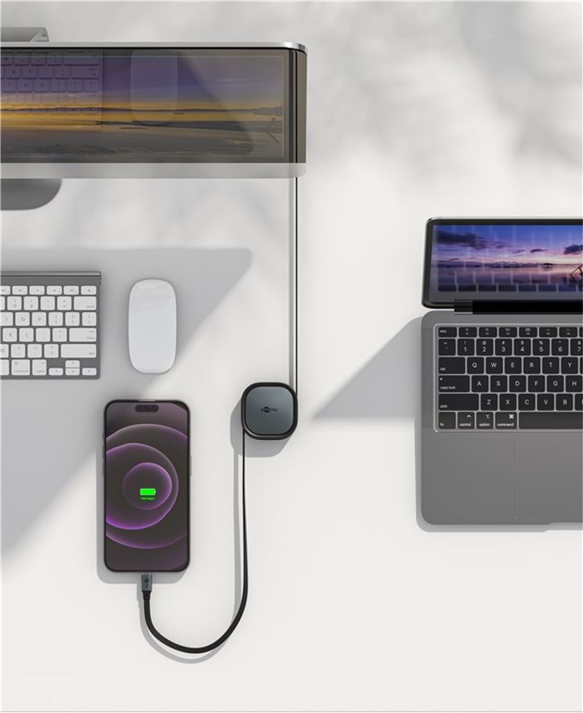 Goobay Sisäänvedettävä USB-C-kaapeli 1m - Musta/Hopea