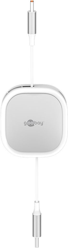Goobay Sisäänvedettävä USB-C-kaapeli 1m - Valkoinen/Hopea