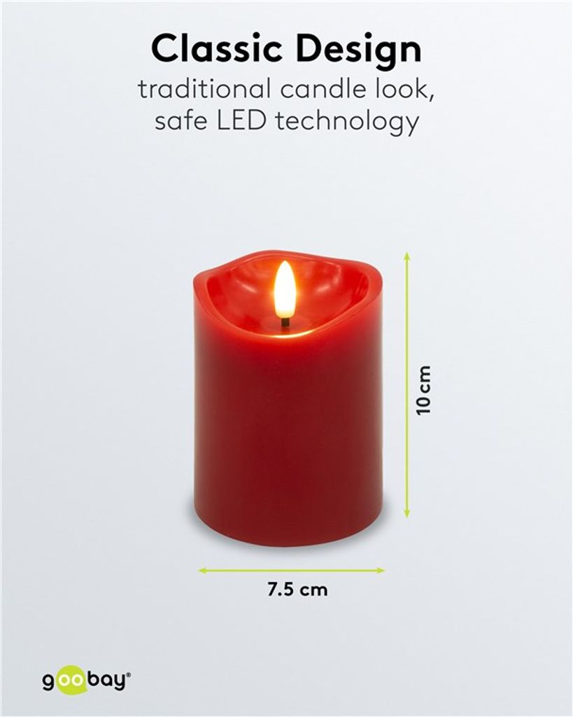 Goobay LED-kynttiläsetti – 4 kpl – Punainen