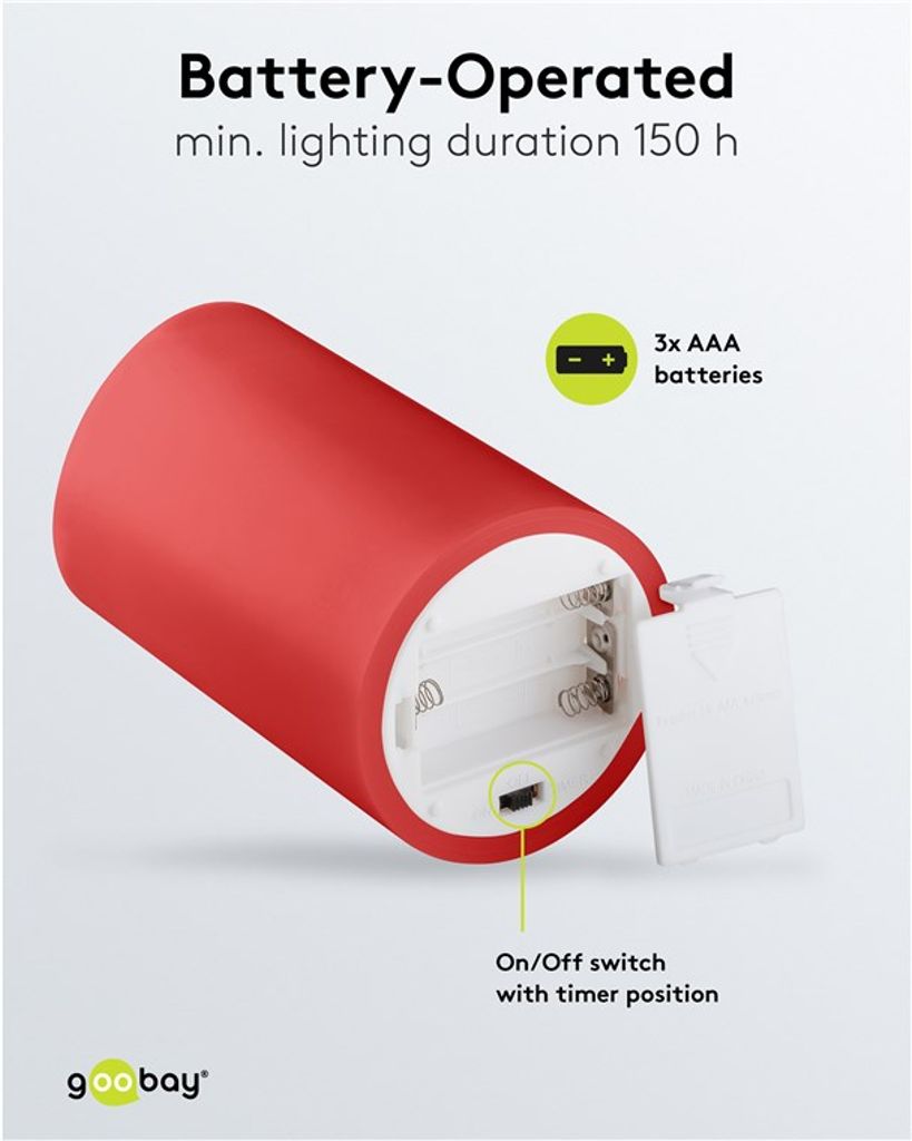 Goobay LED-kynttiläsetti – 4 kpl – Punainen