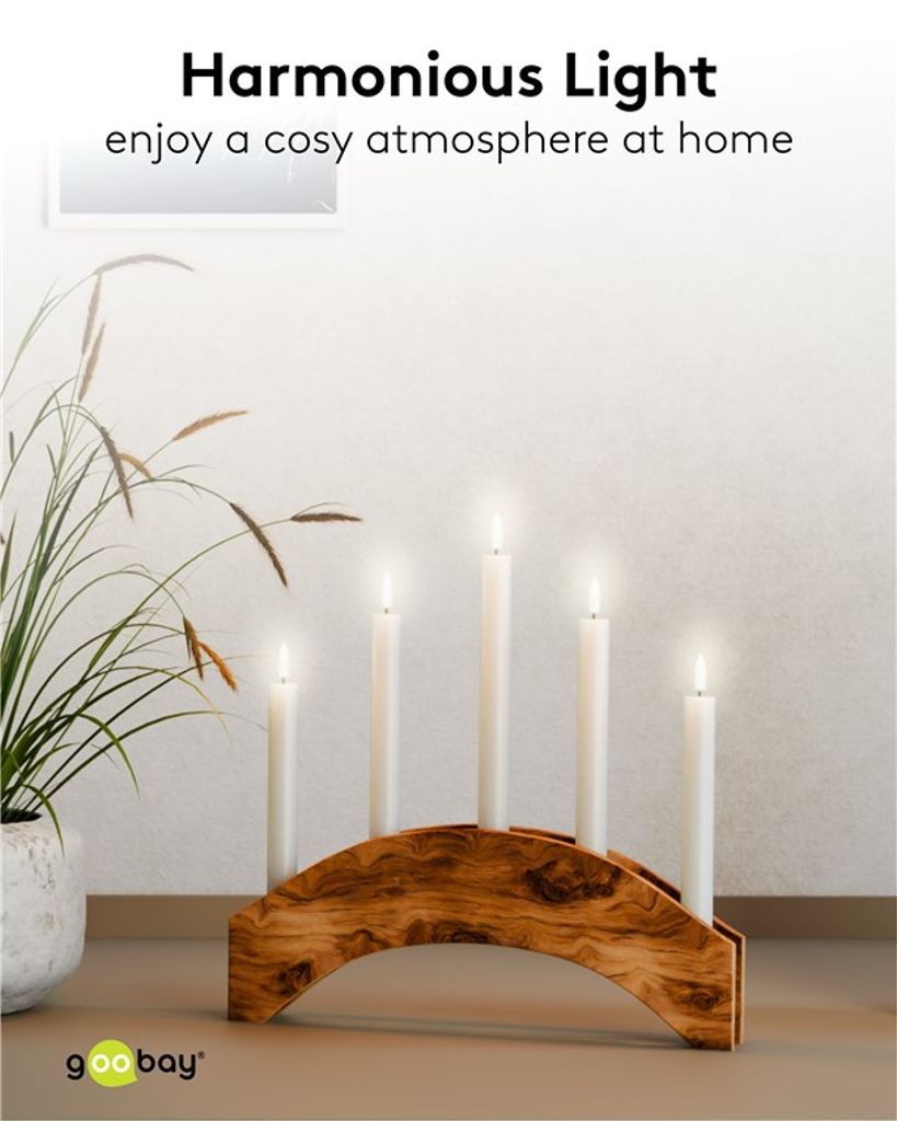 Goobay LED-kynttilänjalat oikeasta vahasta kaukosäätimellä, 5 kpl - valkoinen