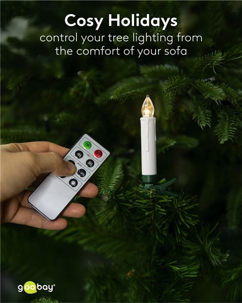 Goobay langattomat LED-joulukuusenvalot – 20 kpl, lämmin valkoinen