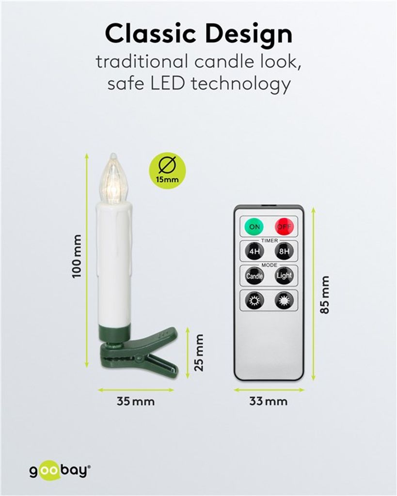 Goobay langattomat LED-joulukuusenvalot – 20 kpl, lämmin valkoinen