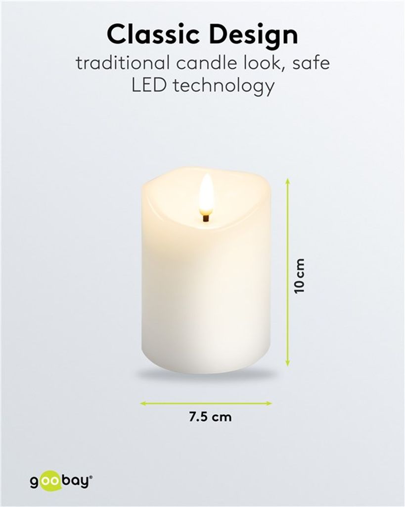 Goobay LED-vahakynttilä 7,5 x 10 cm - valkoinen 