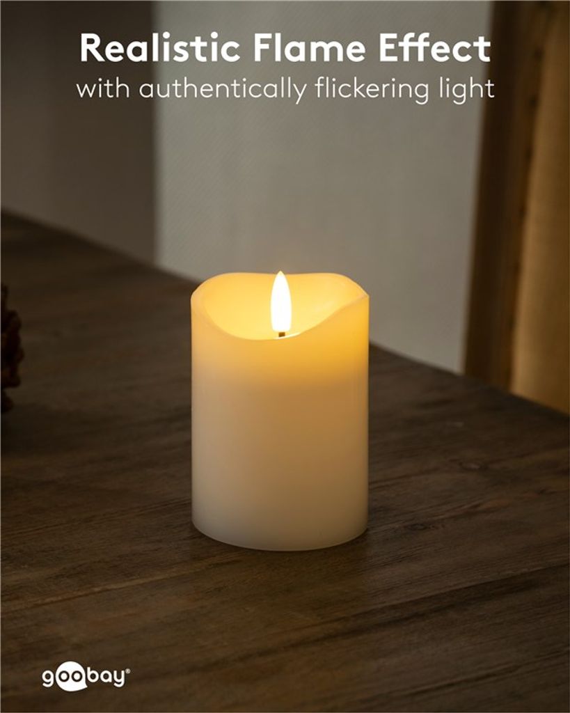 Goobay LED-vahakynttilä 7,5 x 10 cm - valkoinen 