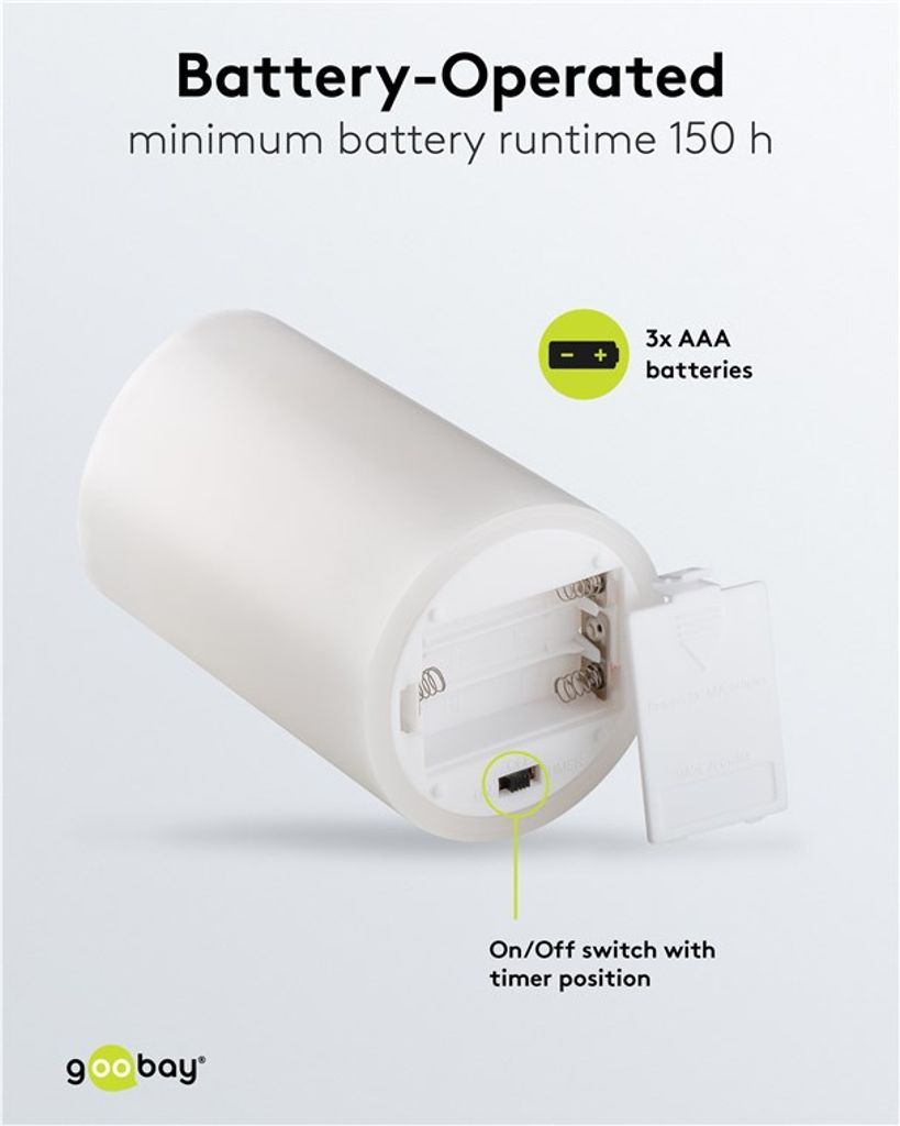 Goobay LED-vahakynttilä 7,5 x 10 cm - valkoinen 