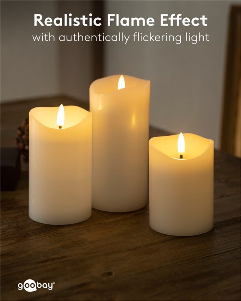 Gooobay LED-kynttilä 3 kpl – Valkoinen vaha