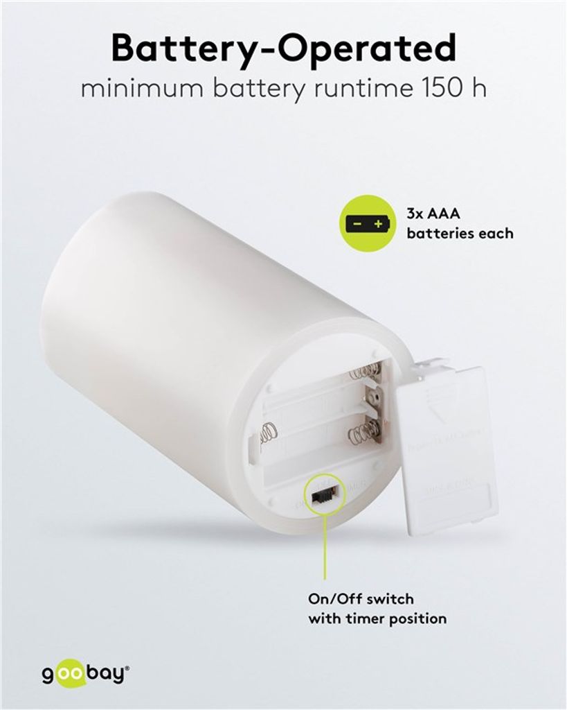 Gooobay LED-kynttilä 3 kpl – Valkoinen vaha