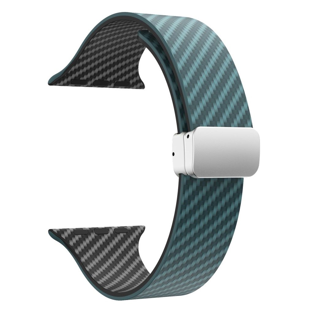 Apple Watch 42 / 41/ 40 / 38mm Klockarmband kolfibertextur - Turkos/Svart