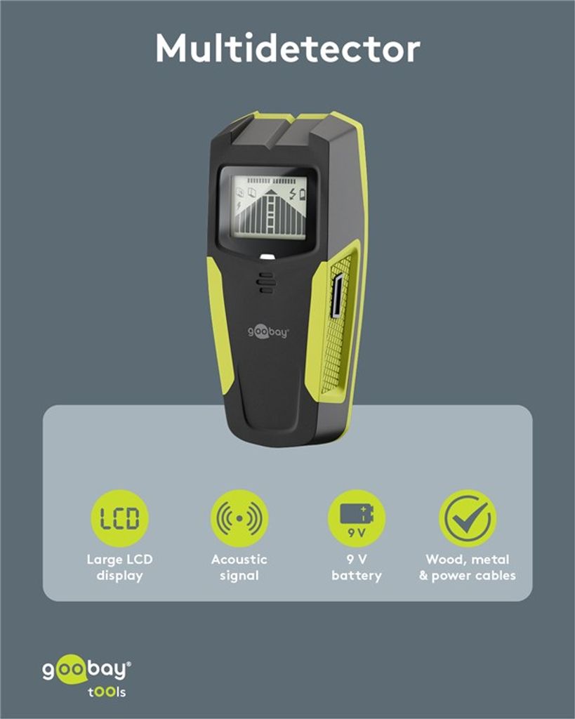 Goobay Multidetektor – veggskanner for tre / metall / strøm