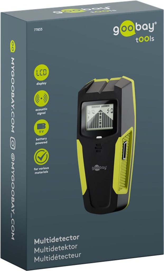 Goobay Multidetektor – veggskanner for tre / metall / strøm