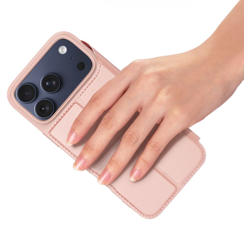DUX DUCIS iPhone 18 Pro / 17 Pro Lompakkokotelo PU-nahka - Vaaleanpunainen