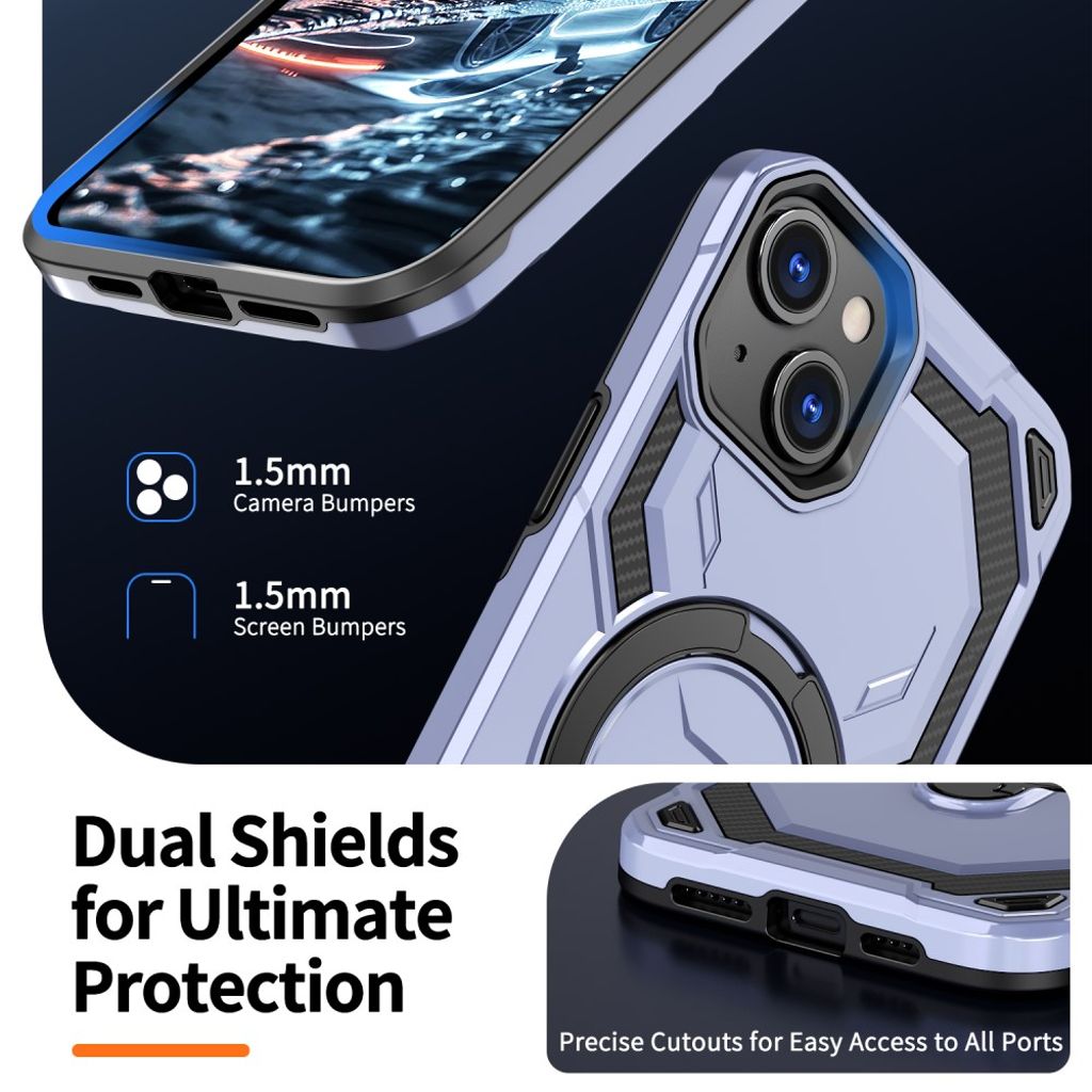 iPhone 13 Case Magnetic Ring Kickstand - Light Blue