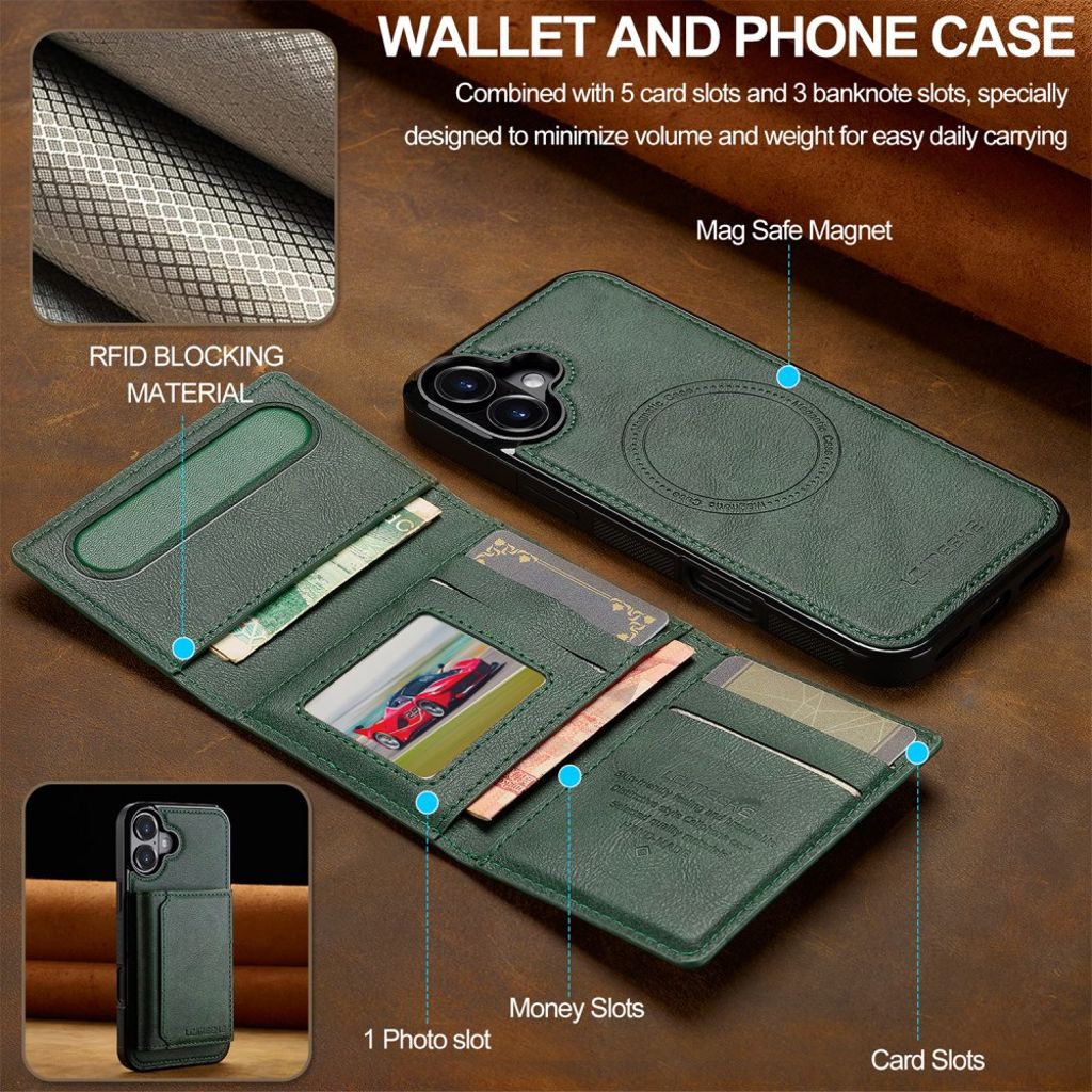 LC.IMEEKE iPhone 17 MagSafe case with wallet - Green