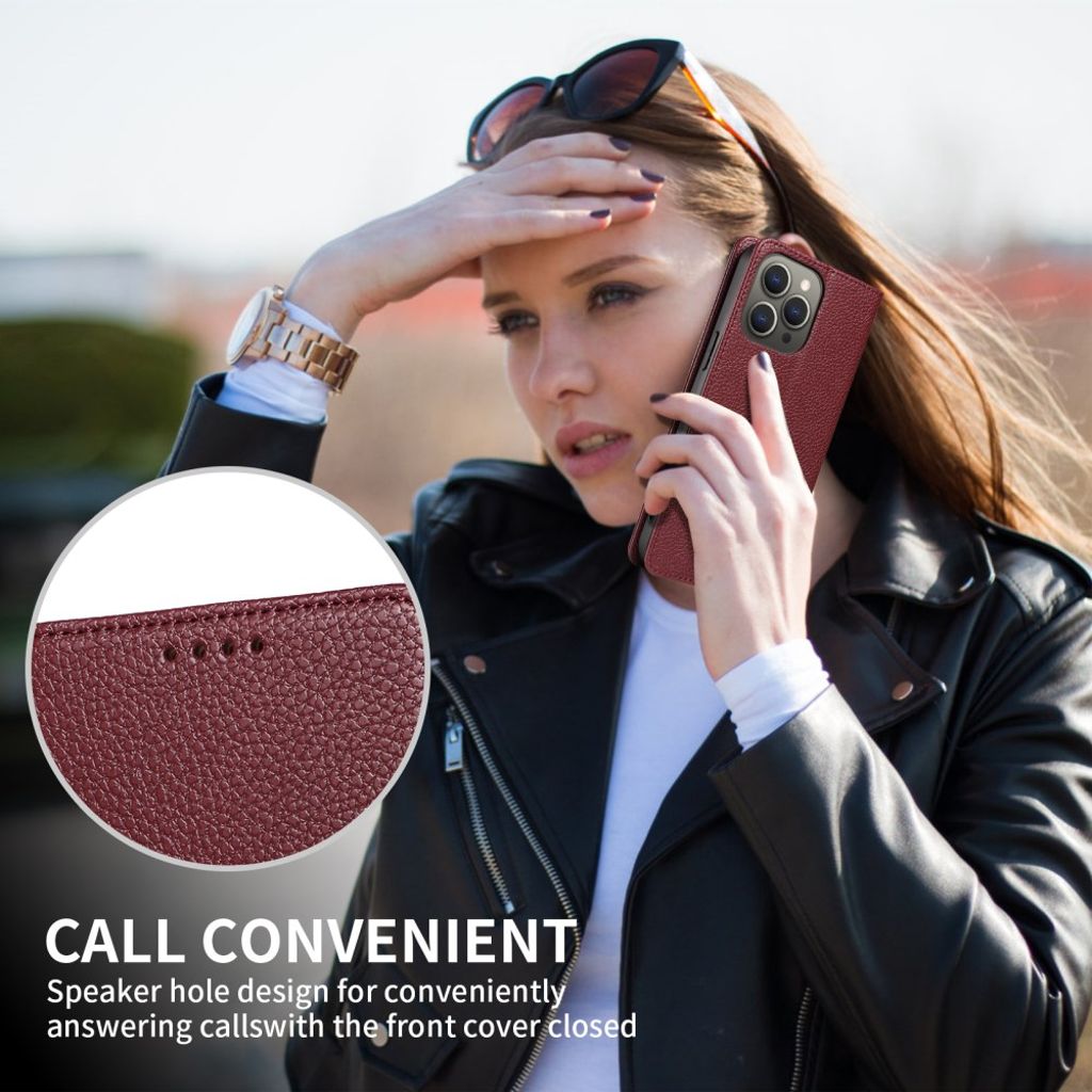 iPhone 14 Pro Wallet Cover RFID Blocking MagSafe Compatible - Red