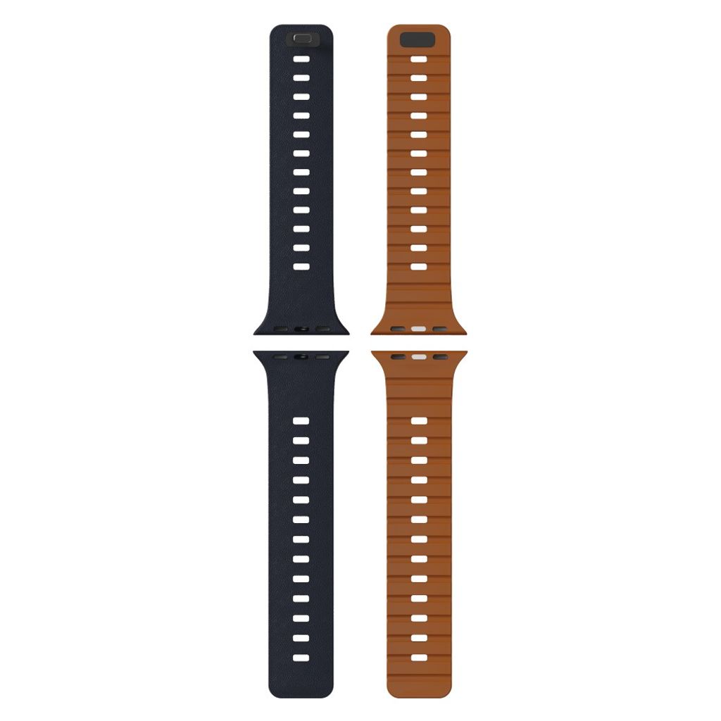 Apple Watch 42/41/40/38mm Klockarmband i texturerat silikon - Blå/Brun