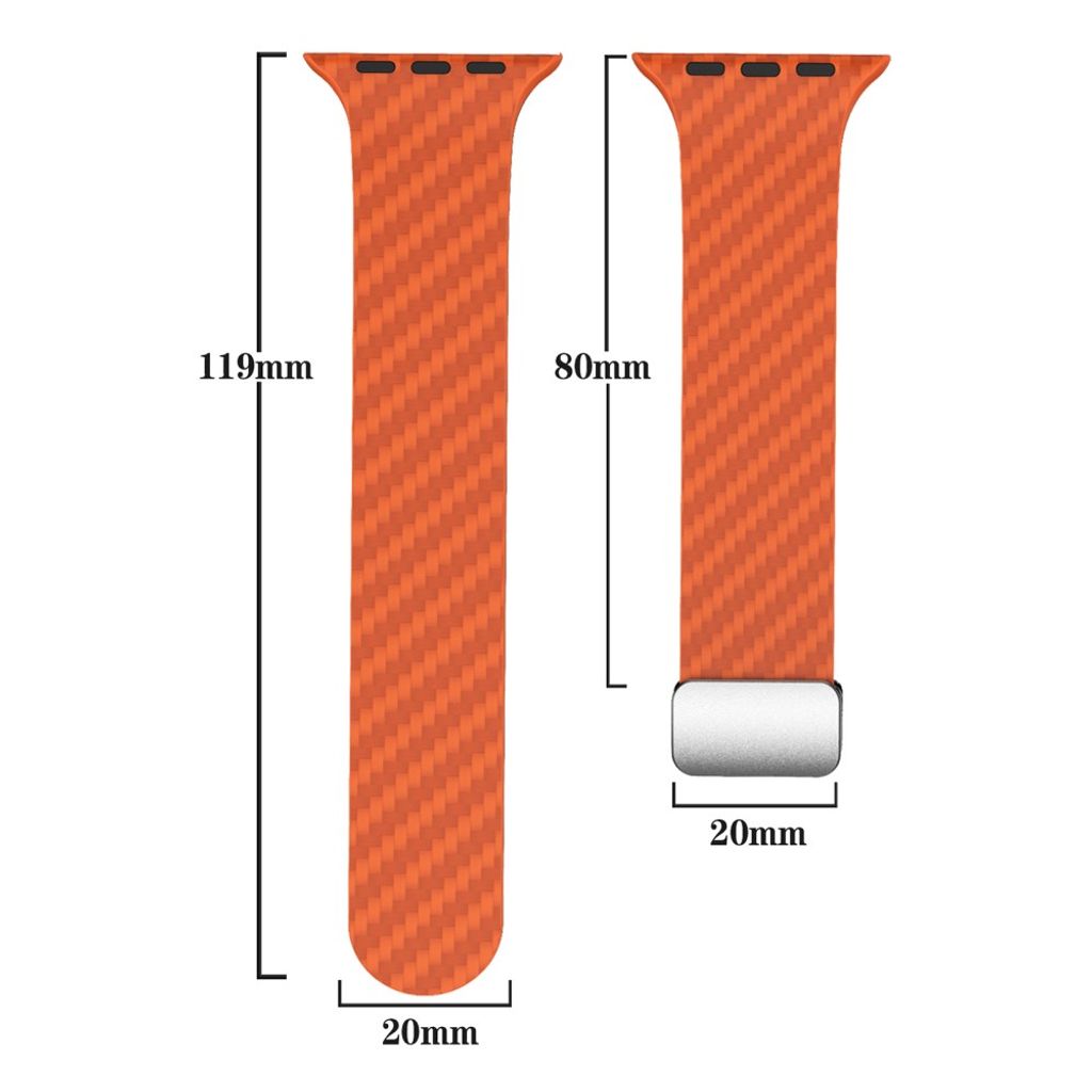 Apple Watch 42 / 41/ 40 / 38mm Klockarmband kolfibertextur - Orange/Grön