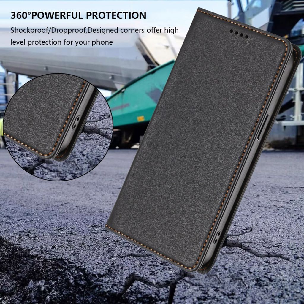 iPhone 18 Pro Max/iPhone 17 Pro Max Lommeboketui RFID og Stativ - Svart