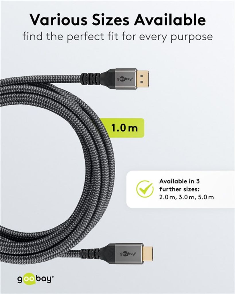 Goobay DisplayPort til HDMI-kabel 8K/60Hz, 1m