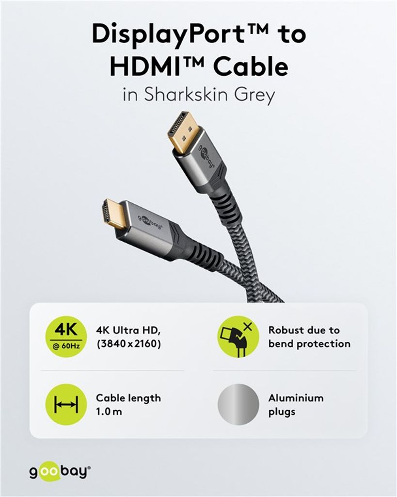 Goobay DisplayPort til HDMI-kabel 8K/60Hz, 1m