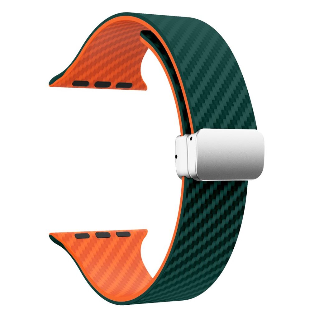 Apple Watch 42 / 41/ 40 / 38mm Klockarmband kolfibertextur - Turkos/Orange