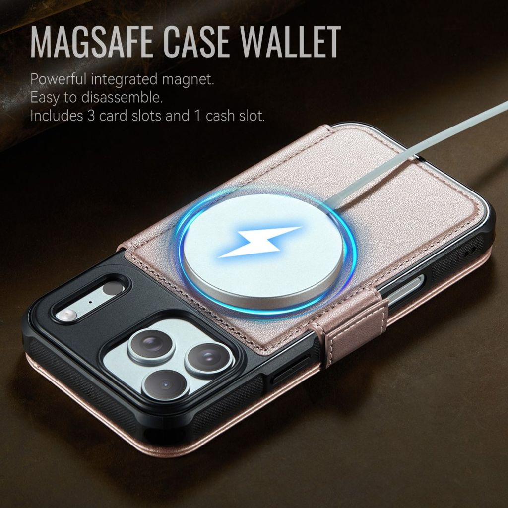 CASEME 053 iPhone 17 Pro Lommeboketui MagSafe RFID Blokkerende - Lysrosa