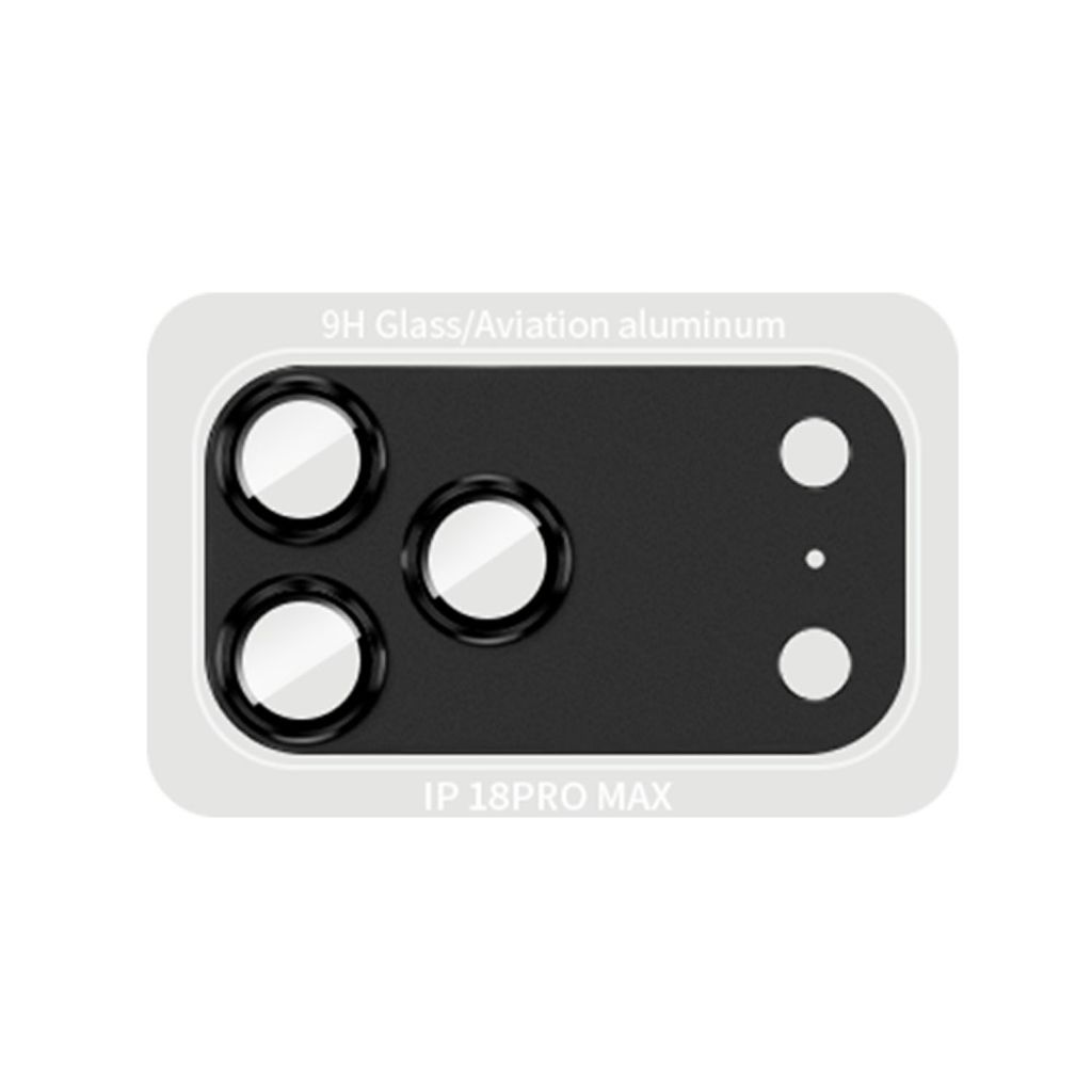 RURIHAI iPhone 18 Pro Max Kameralinssin suoja alumiinikehyksellä - Musta