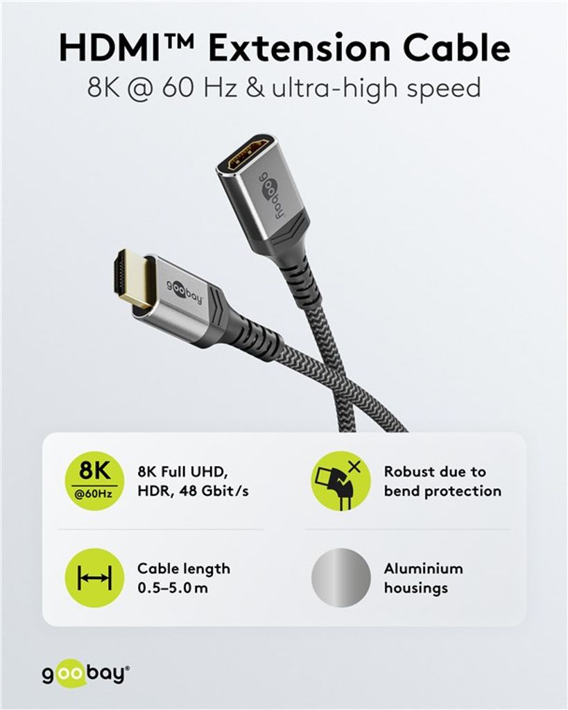 Goobay Ultra High Speed HDMI -jatkokaapelisovitin uros-naaras 8K/60Hz