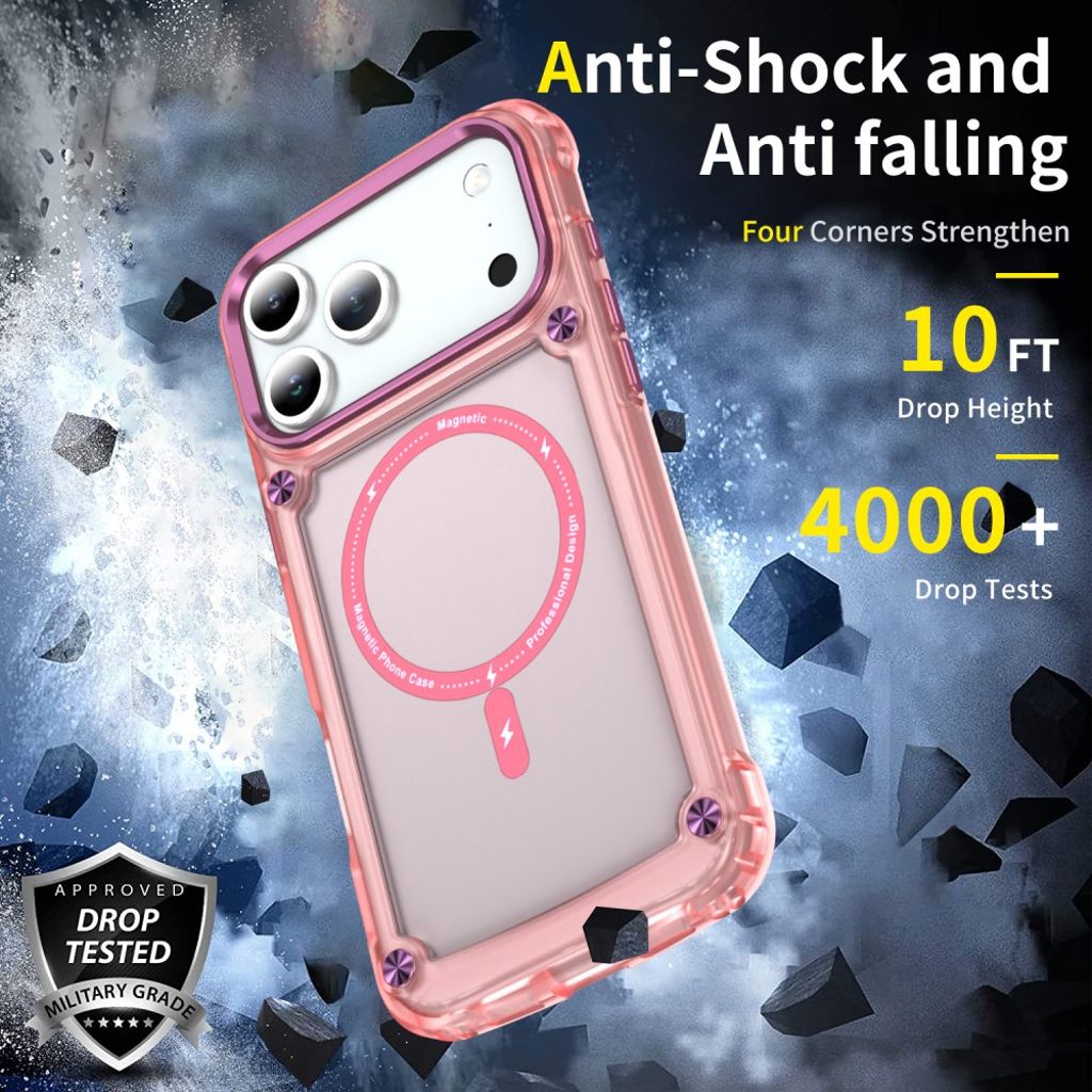 iPhone 17 Pro MagSafe-yhteensopiva Kuori - läpinäkyvä pinkki