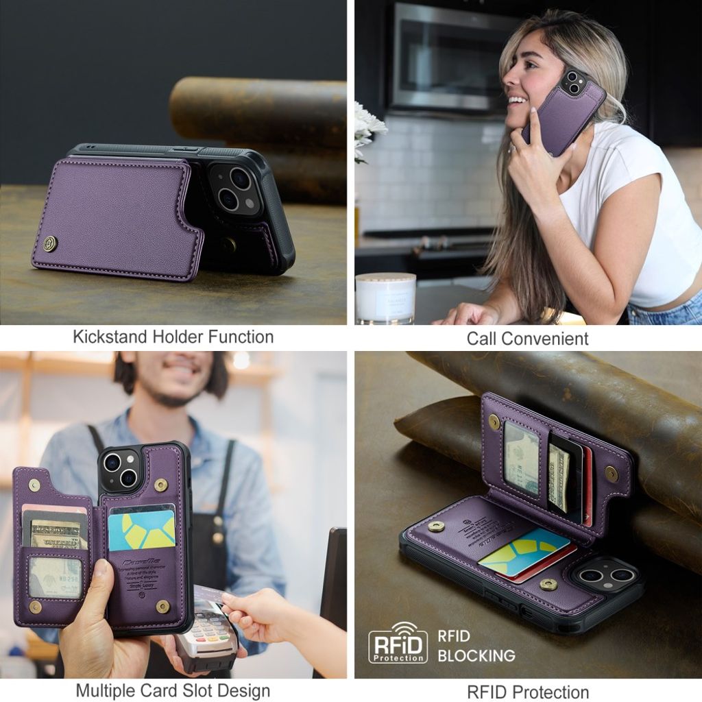 CASEME iPhone 14 Lompakkokuori RFID-estävä C22 – Violetti