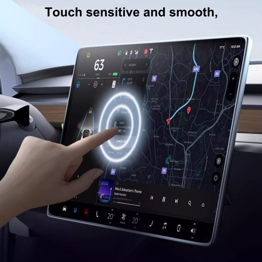 Karkaistusta lasista valmistettu näytönsuoja Tesla Model Y 2025/Model 3 2023–2025 -autojen keskinäytölle