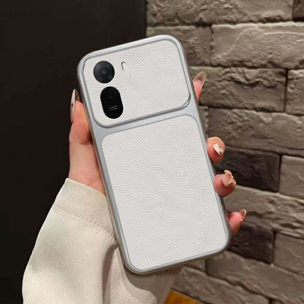 Xiaomi Poco C85x 5G/Redmi A7 Pro Skal PU-läderstruktur - Vit