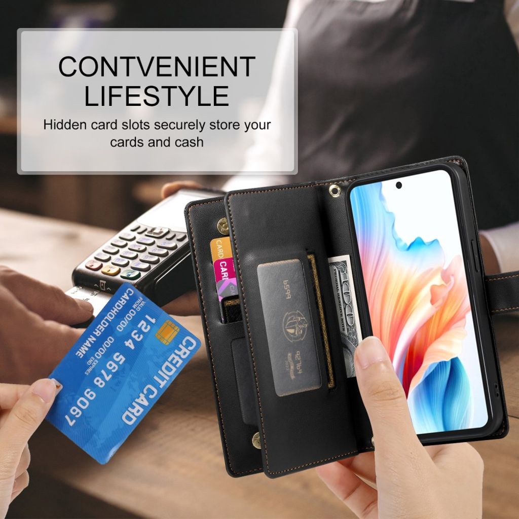Samsung Galaxy S26 Plus Lommeboketui med Lomme og Stropper - Svart