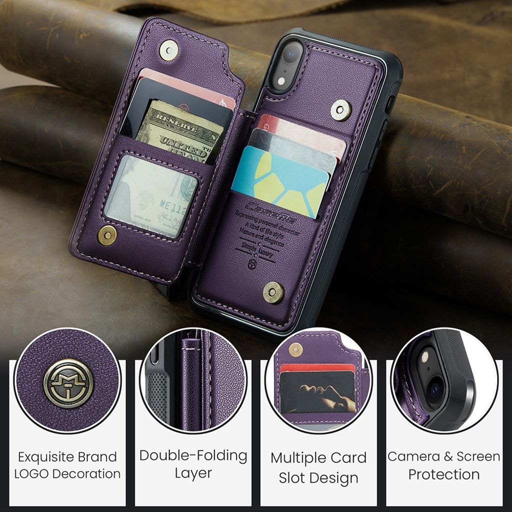 CASEME iPhone XR Plånboksskal med Kortfack & RFID-blockering – Lila