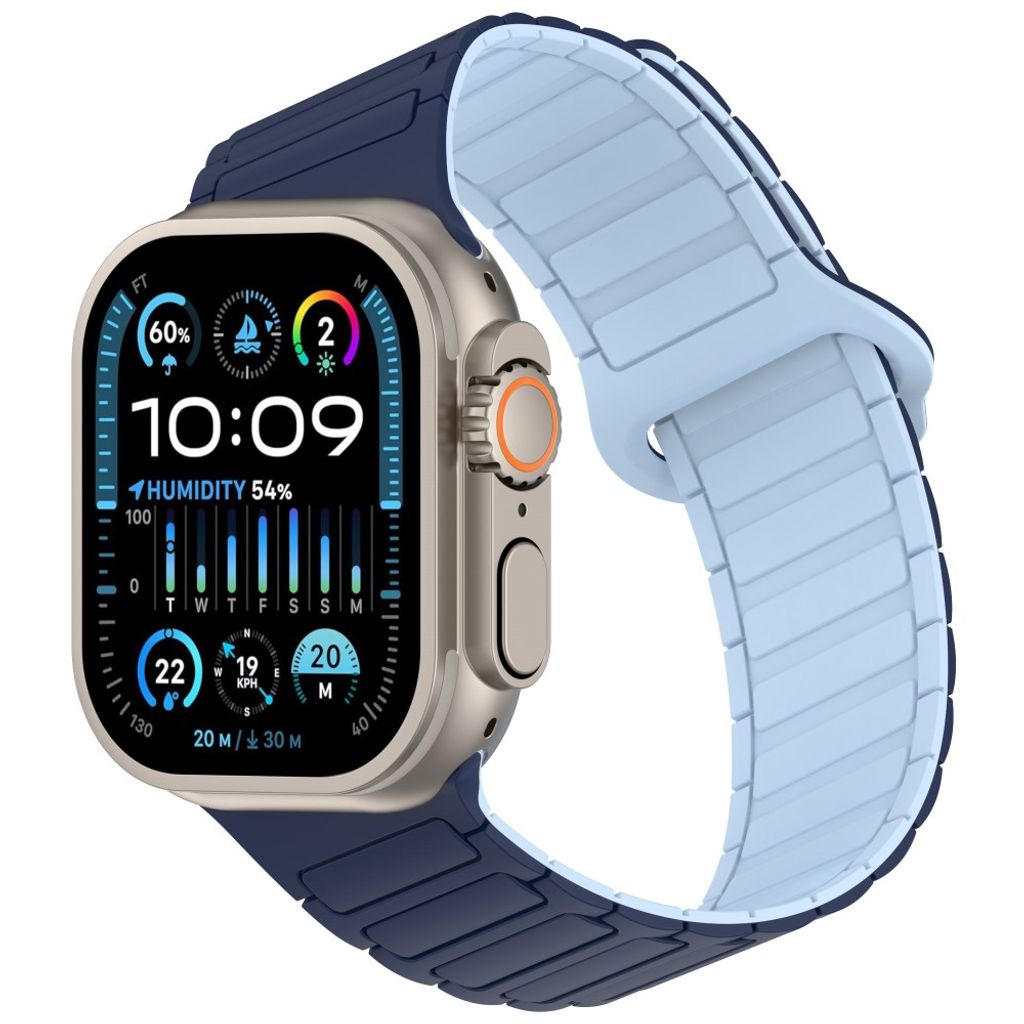 Apple Watch 49/46/44/42mm Klockarmband i Silikon Magnetisk Loop - Blå