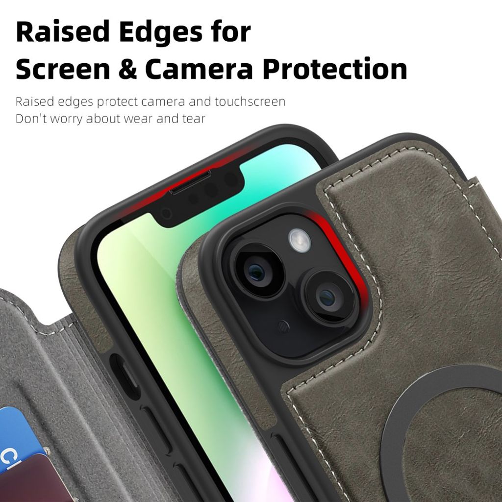 iPhone 14 Plus Lommeboketui MagSafe RFID-blokkerende - Titan Grå